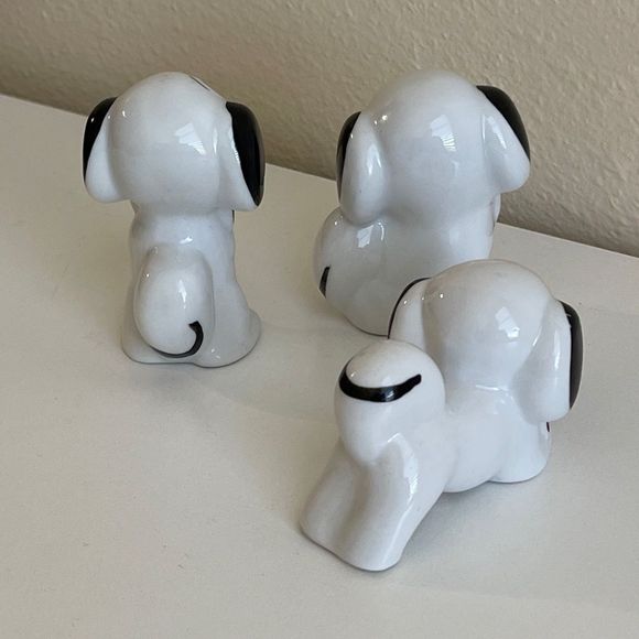 Vintage Anthropomorphic Dog Puppy Googly Big Eye Japan Figurine Kitsch Set Of 3 - Picture 6 of 10